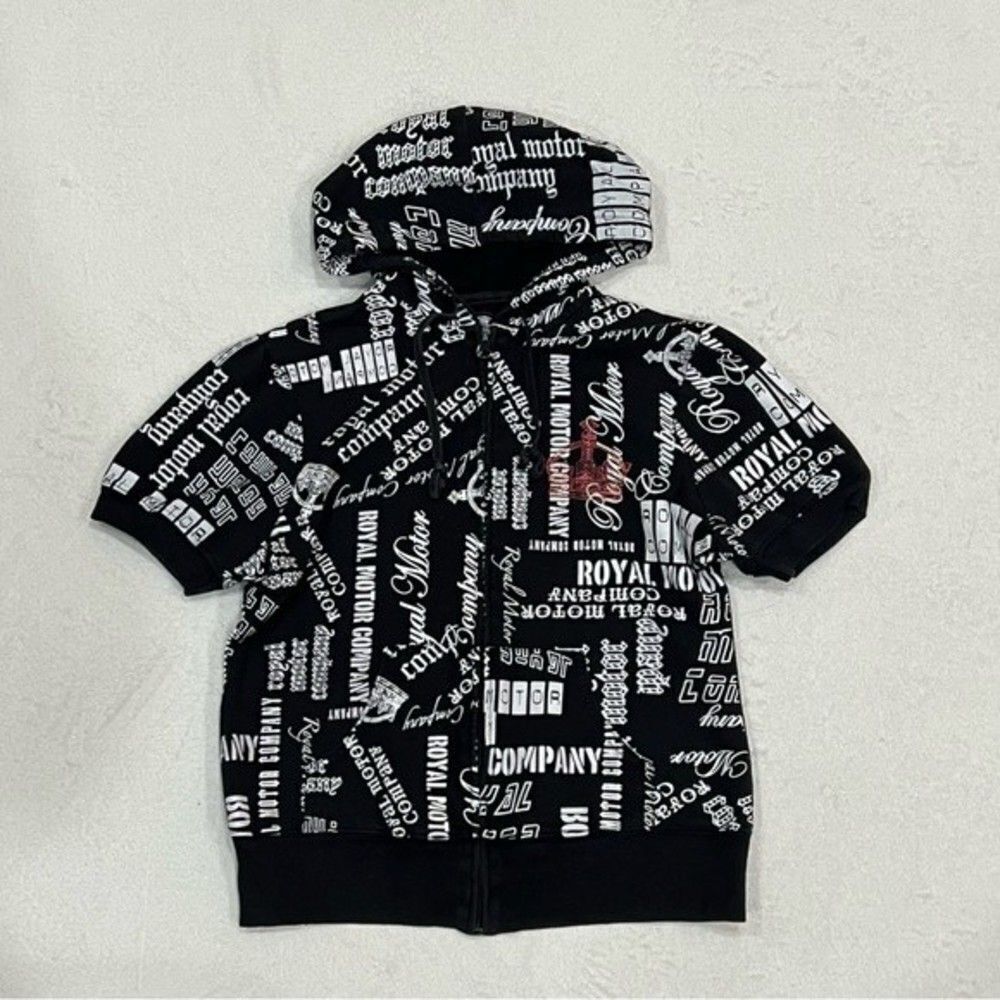 Feathers Royal Motor Company Short Sleeve Full Zip Hoodie Medium - Picture 4 of 16
